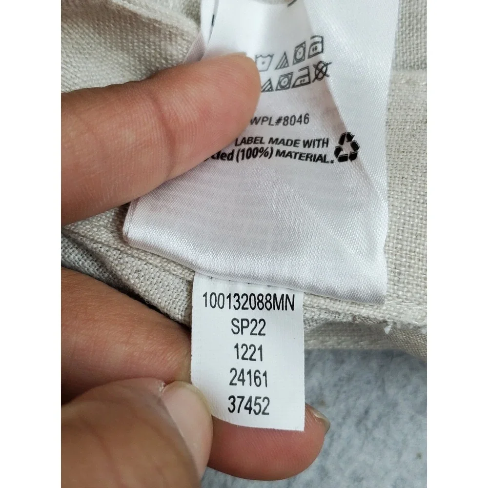 Club Room Men Pants 36W 32L Beige Linen Dress Pants Button 31.5